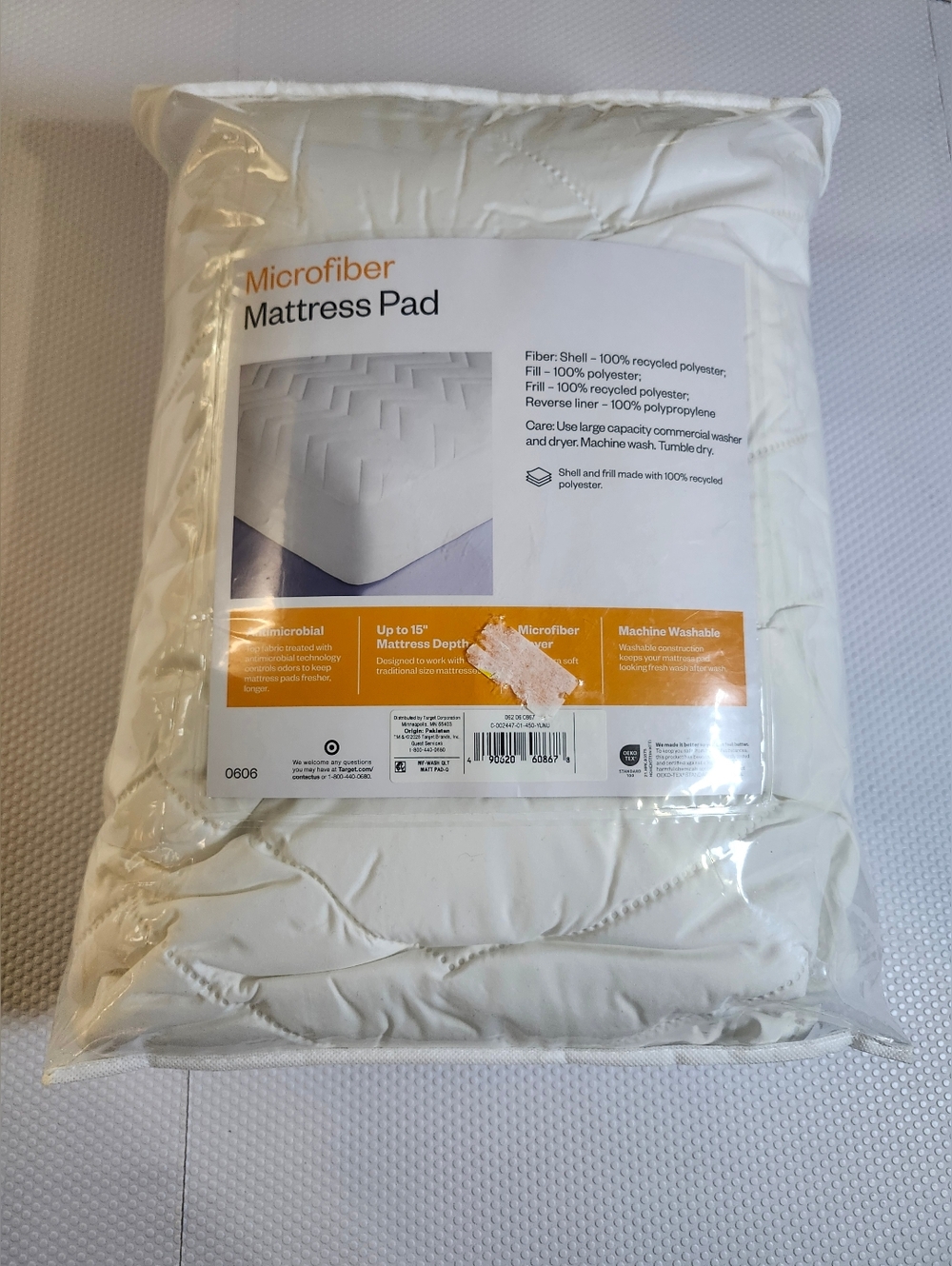 Microfiber Mattress Pad - White by (No Brand) Open Box